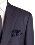 Navy Herringbone Super 160s Merino Wool Suit