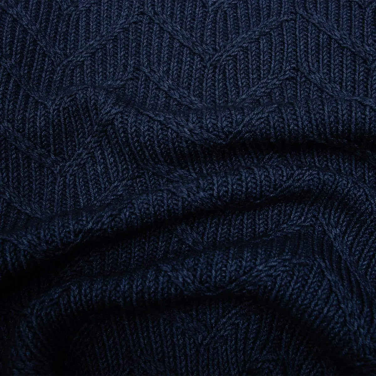 Oil Blue Herringbone Virgin Wool Knit Sweater KNITWEAR Robert Old