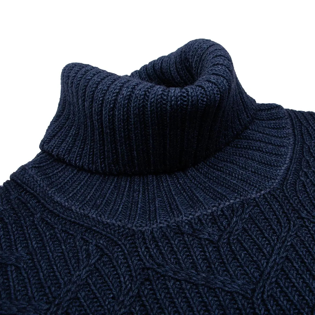 Oil Blue Herringbone Virgin Wool Knit Sweater KNITWEAR Robert Old