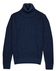 Oil Blue Herringbone Virgin Wool Knit Sweater Robert Old