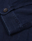 Robert Old Dark Denim Herringbone Cotton Overshirt