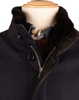 Navy Loro Piana Green Storm System Button Down Wool & Cashmere Coat