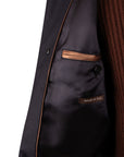 Navy Loro Piana Green Storm System Button Down Wool & Cashmere Coat