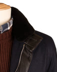 Navy Loro Piana Green Storm System Button Down Wool & Cashmere Coat