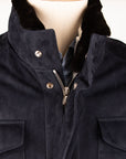 Navy Loro Piana Leather Mid-length Coat