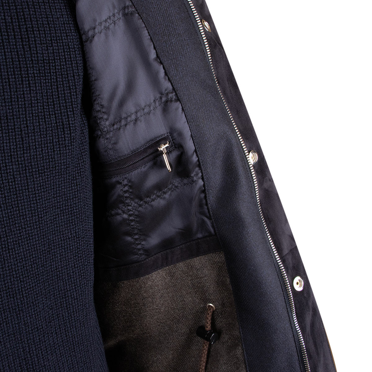 Navy Loro Piana Green Storm System Wool &amp; Cashmere Overcoat