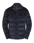 Navy Cord 'Veton' Down-Padded Quilted Overshirt