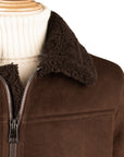 Brown Suede Shearling-lined Bomber Jacket