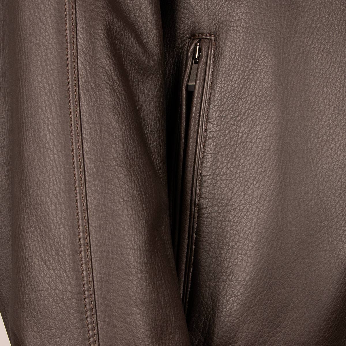 Dark Brown Bomber Style Deerskin Leather Jacket LEATHERS Robert Old