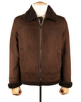 Brown Suede Shearling-lined Bomber Jacket