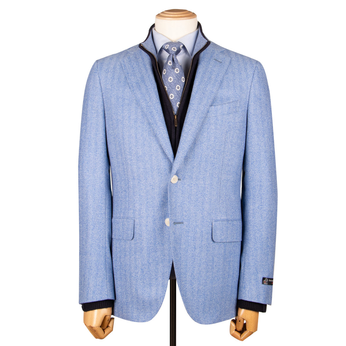 Blue Herringbone 100% Wool Jacket JACKETS Robert Old