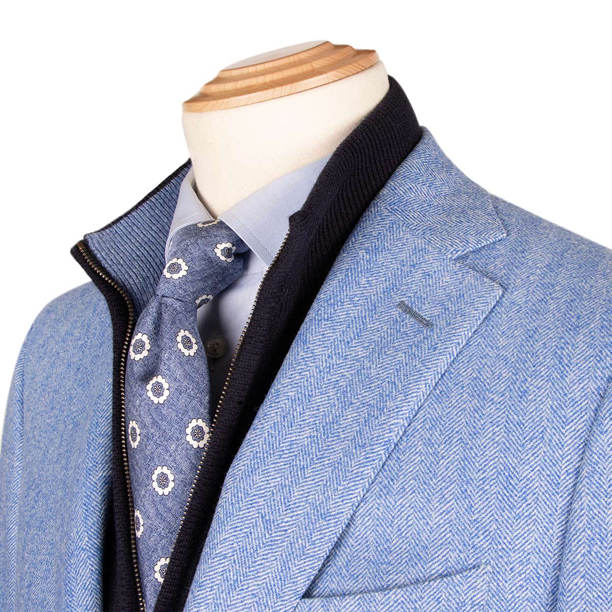 Blue Herringbone 100% Wool Jacket JACKETS Robert Old