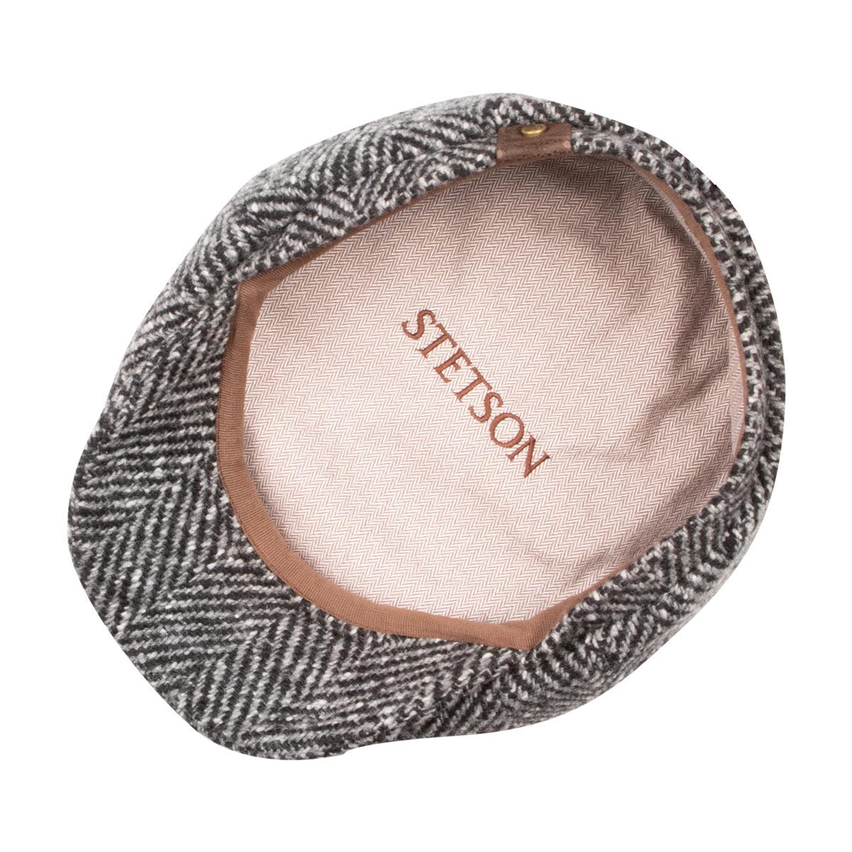 Grey Herringbone Hatteras Flat Cap CAPS & HATS Stetson