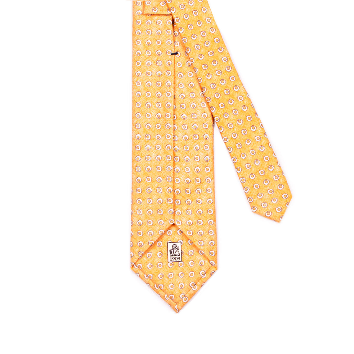 Orange & White Circle Print Seven Fold 100% Silk Tie TIES/CRAVATS Robert Old