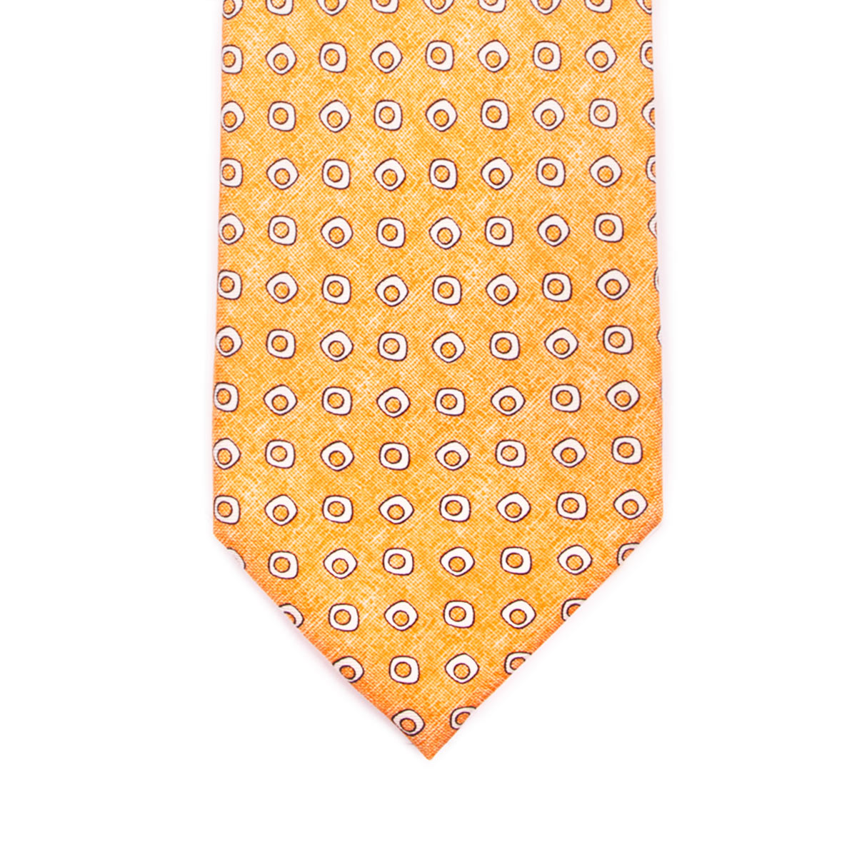 Orange & White Circle Print Seven Fold 100% Silk Tie TIES/CRAVATS Robert Old