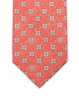 Red & White Geometric Print Seven Fold 100% Silk Tie TIES/CRAVATS Robert Old