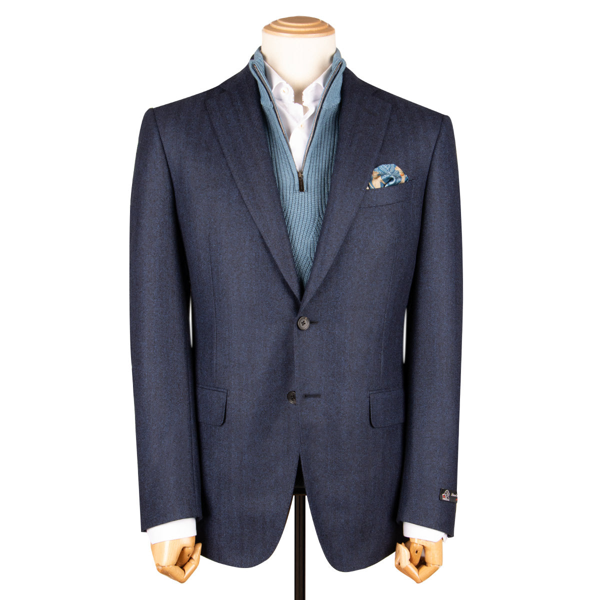 Navy Herringbone 100% Wool Jacket JACKETS Robert Old