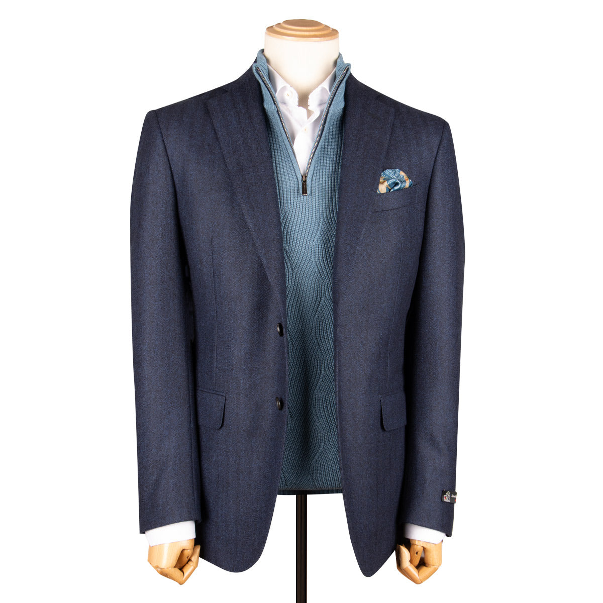 Navy Herringbone 100% Wool Jacket JACKETS Robert Old