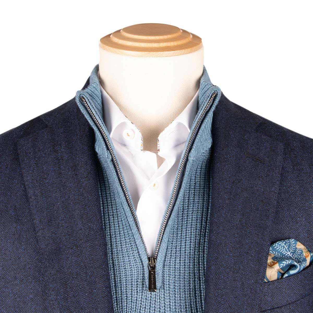 Navy Herringbone 100% Wool Jacket JACKETS Robert Old