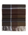 Brown and Blue Windowpane Check Cashmere Scarf SCARVES Robert Old