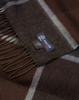 Brown and Blue Windowpane Check Cashmere Scarf SCARVES Robert Old