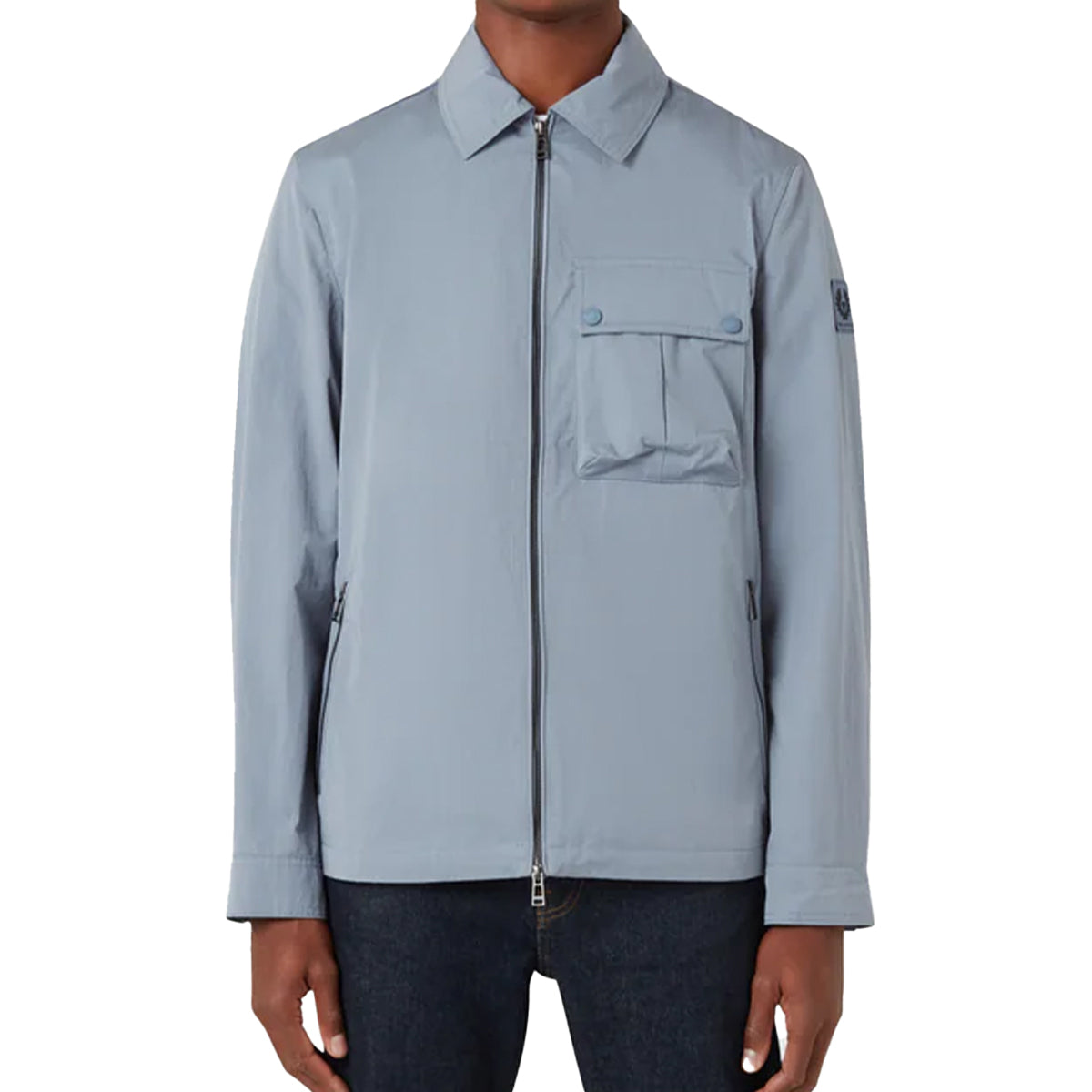 Flint Blue Drome Cotton Gabardine Overshirt BLOUSONS Belstaff