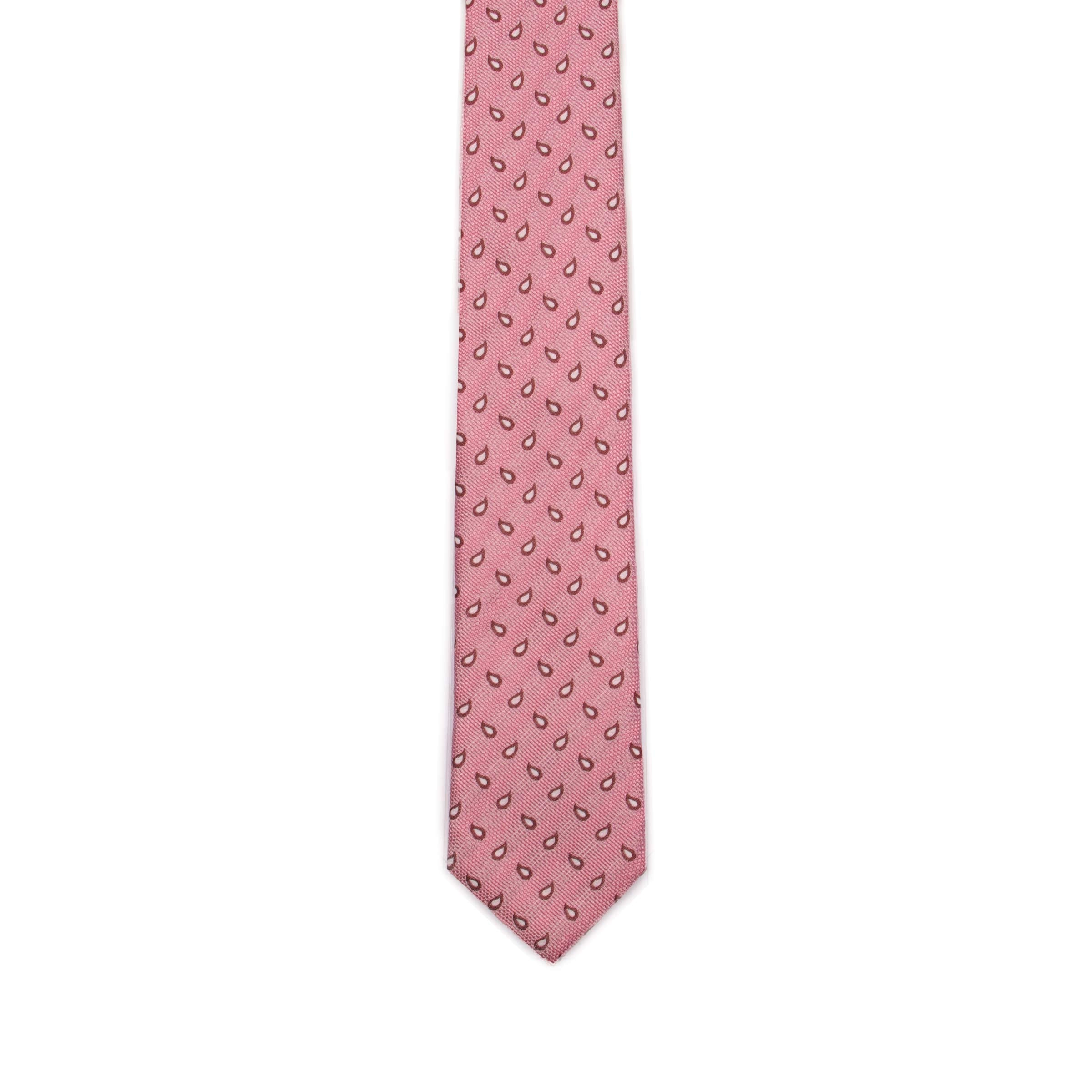 Pink Paisley Print Seven Fold 100% Silk Tie TIES/CRAVATS Robert Old