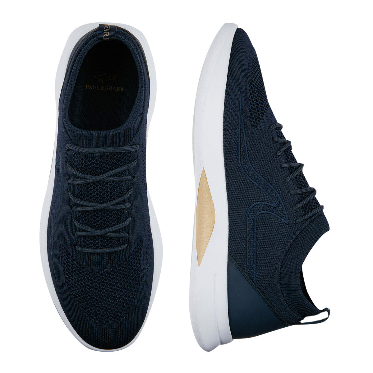 Navy Shark-Wave Technical Knit Sneakers SHOES Paul & Shark