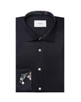 Navy Paisley Floral Contrast Signature Twill Slim Fit Shirt