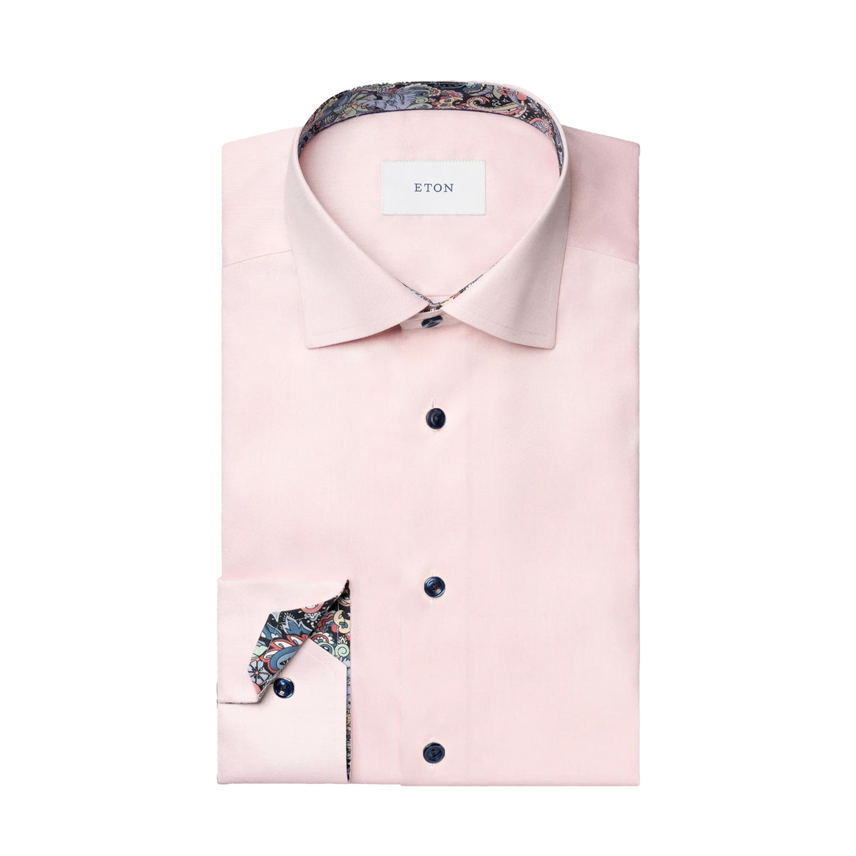 Pink Paisley Floral Contrast Signature Twill Slim Fit Shirt L/S SHIRTS Eton