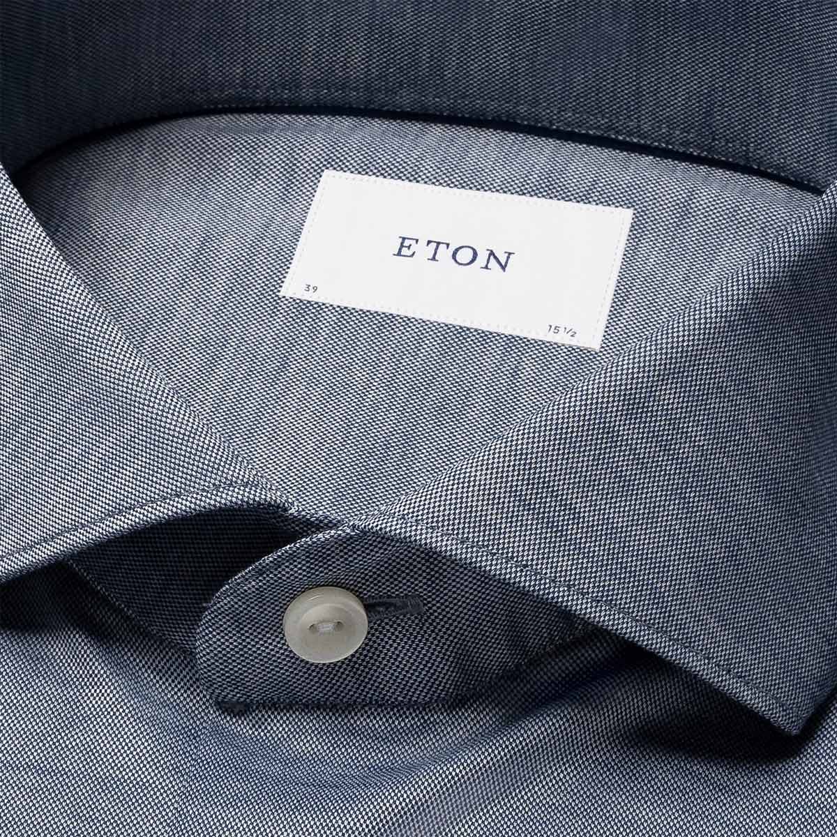 Dark Blue Filo di Scozia King Knit Slim Fit Shirt L/S SHIRTS Eton