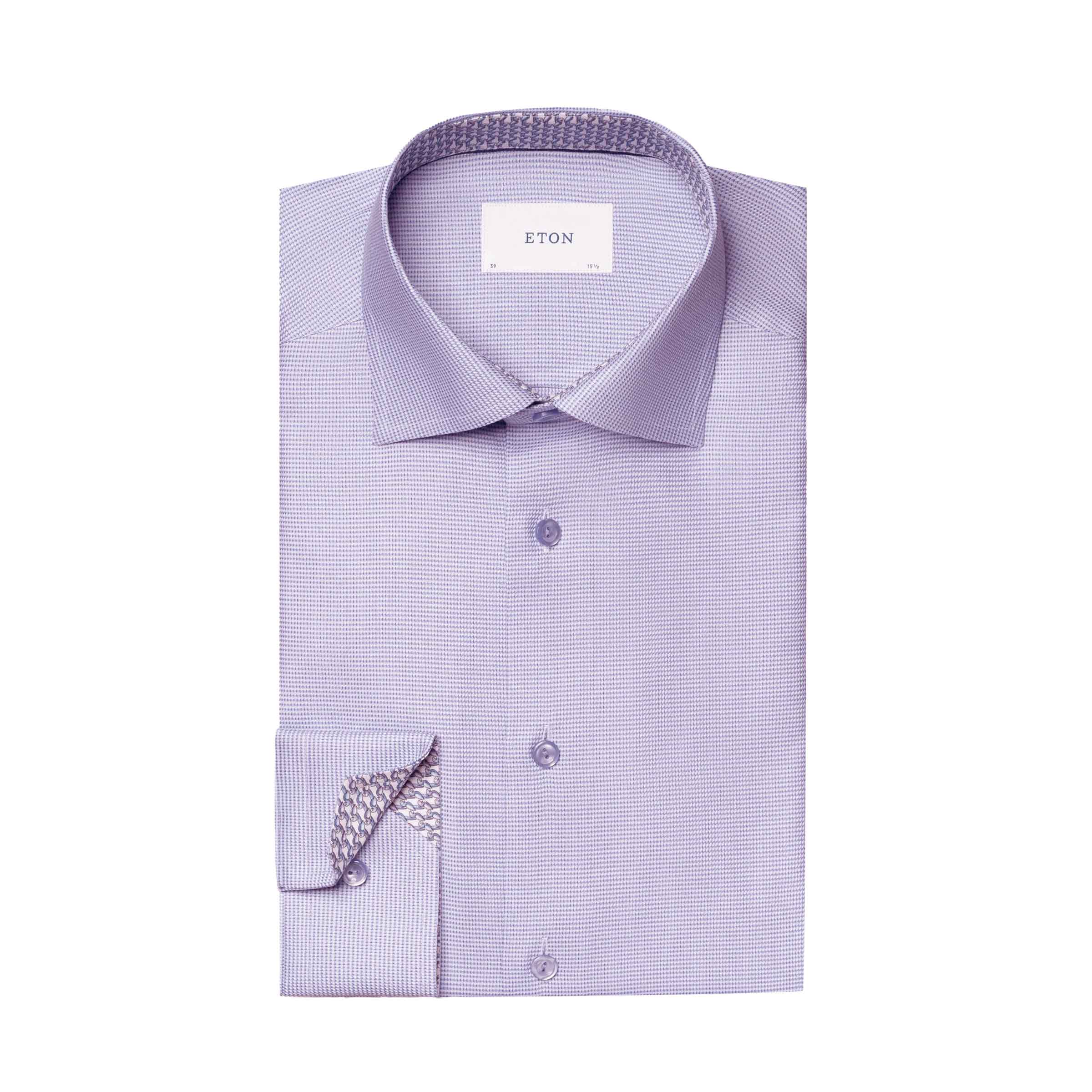 Purple Semi Dobby Slim Fit Long Sleeve Cotton Shirt L/S SHIRTS Eton