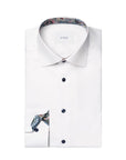 White Paisley Floral Contrast Signature Twill Slim Fit Shirt