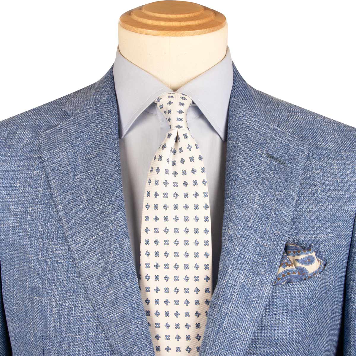 Mid Blue Wool, Silk & Linen Jacket Robert Old