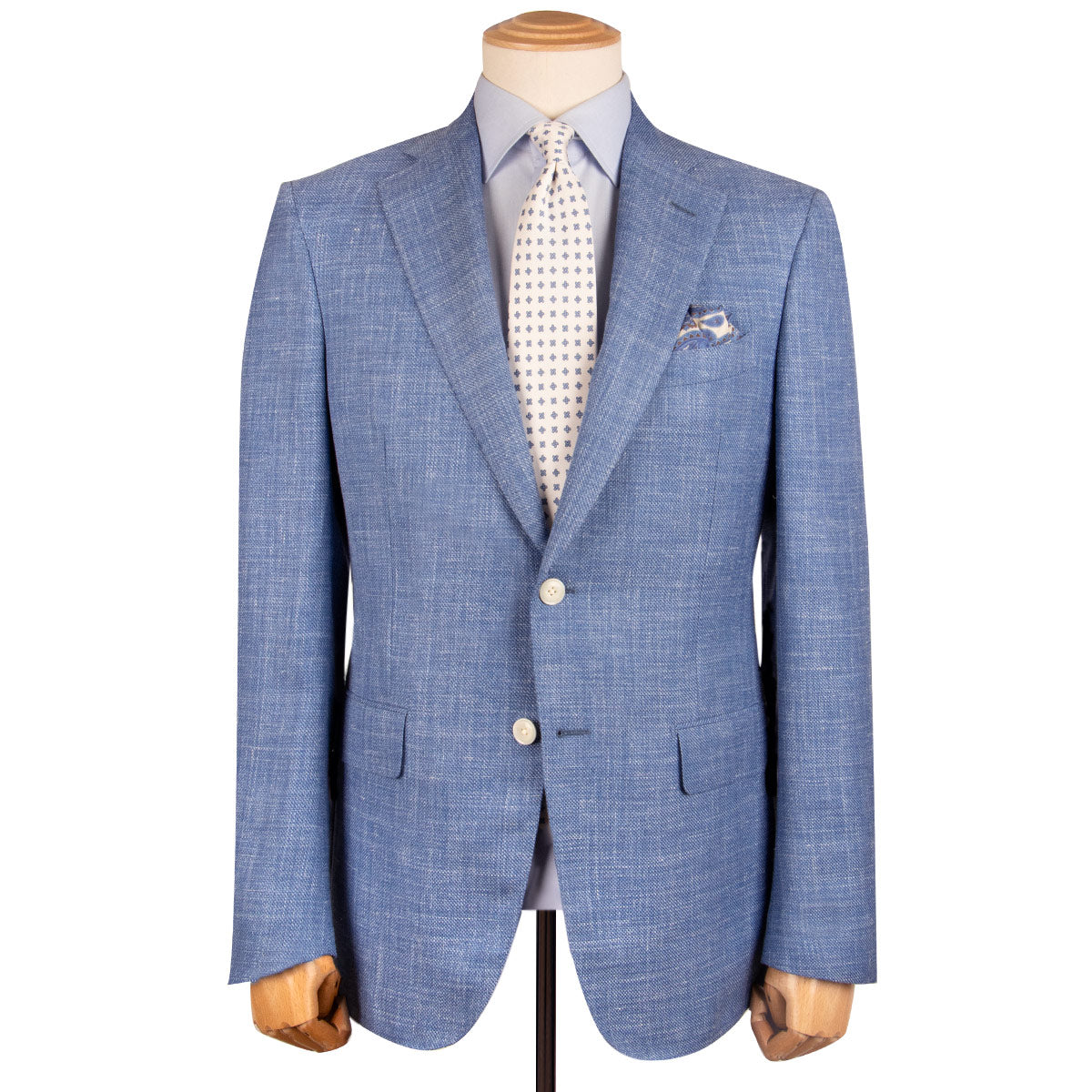 Mid Blue Wool, Silk & Linen Jacket Robert Old