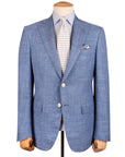 Mid Blue Wool, Silk & Linen Jacket Robert Old