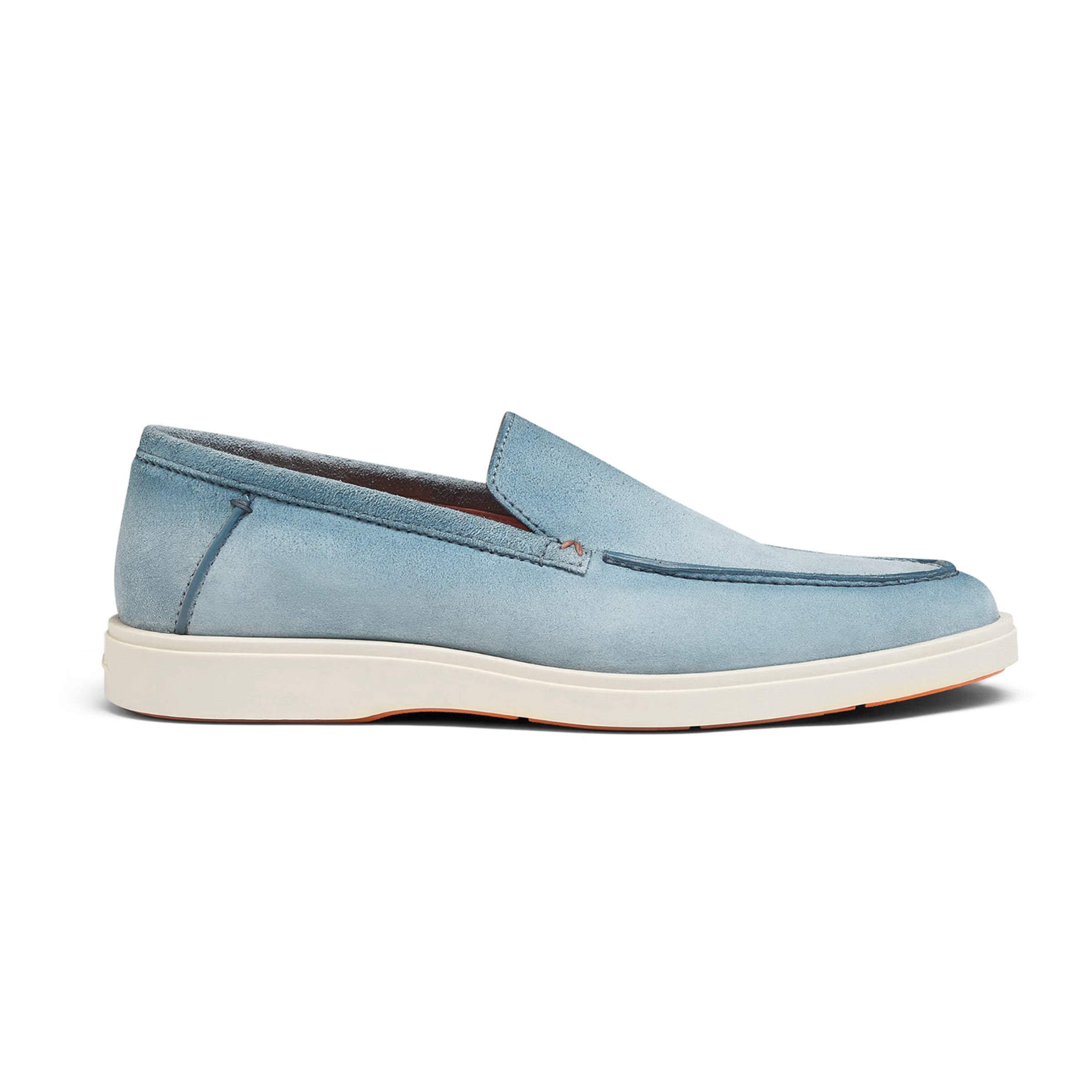 Light Blue Suede Slip-On Loafers SHOES Santoni