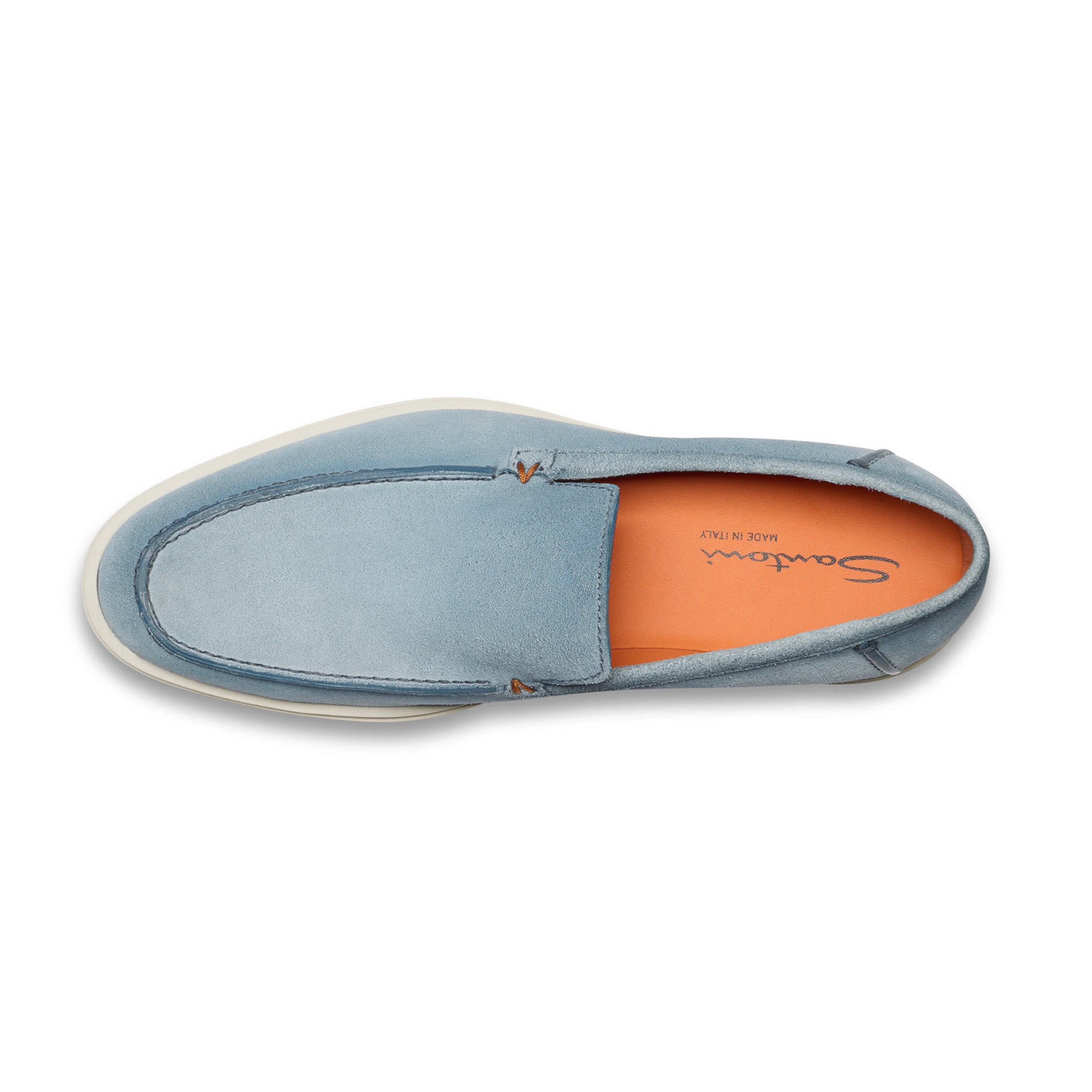 Light Blue Suede Slip-On Loafers SHOES Santoni