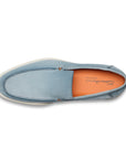 Light Blue Suede Slip-On Loafers SHOES Santoni