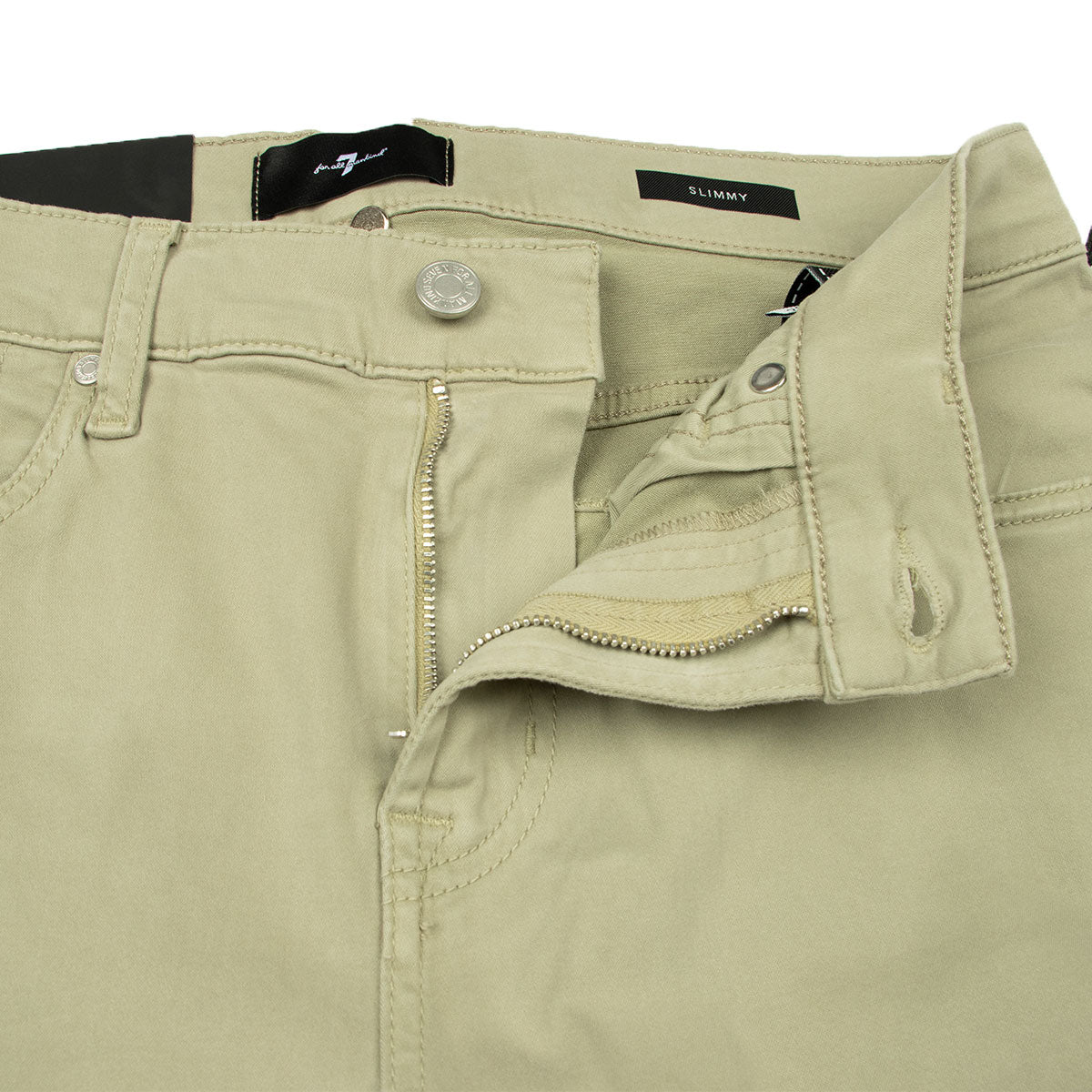 Beige Green Slimmy Stretch Sateen Russel Jeans JEANS 7 For All Mankind