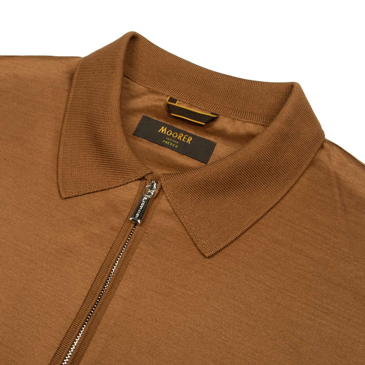 Tobacco Brown 'Jericho' Zip Neck Polo S/S POLOS MooRER