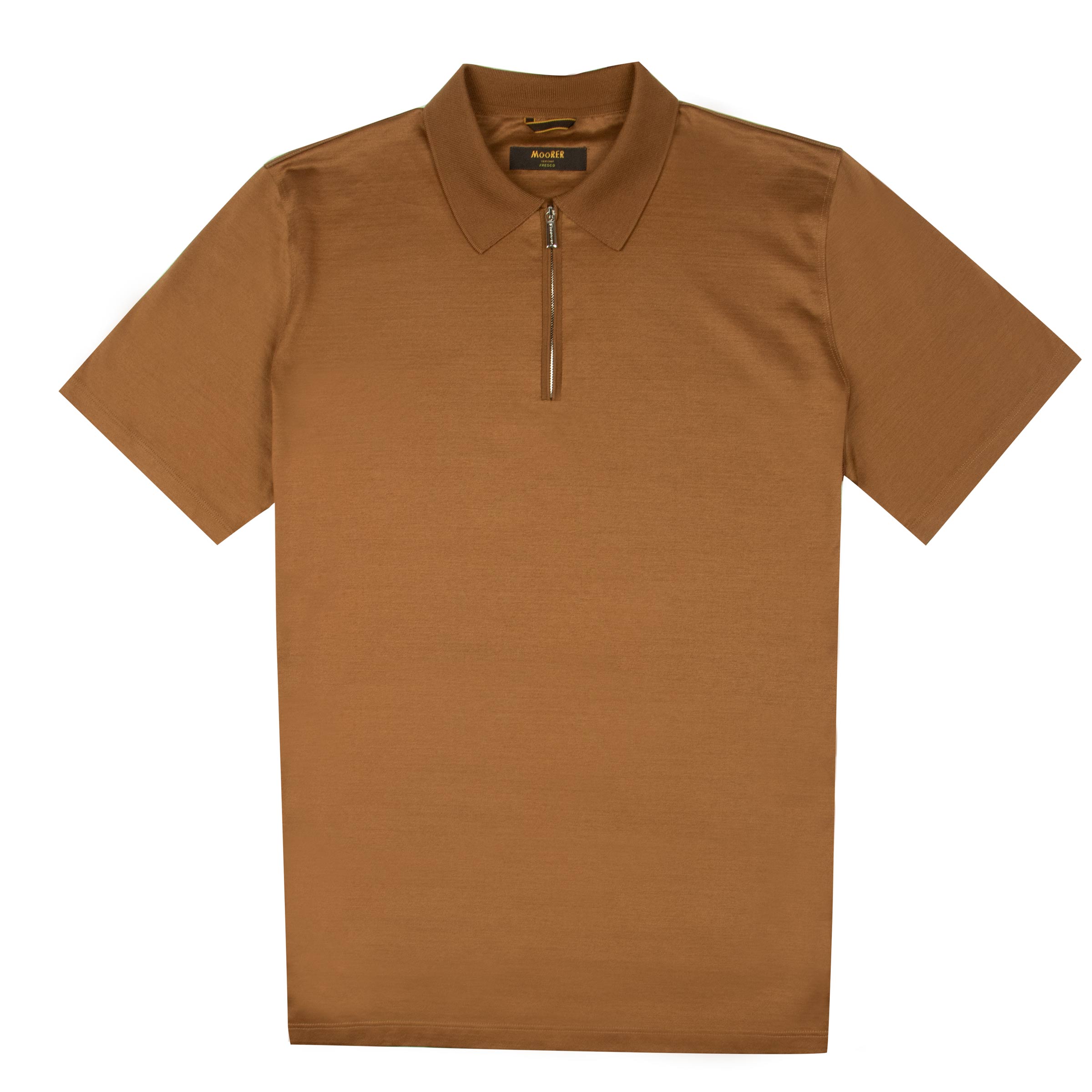 Tobacco Brown 'Jericho' Zip Neck Polo S/S POLOS MooRER