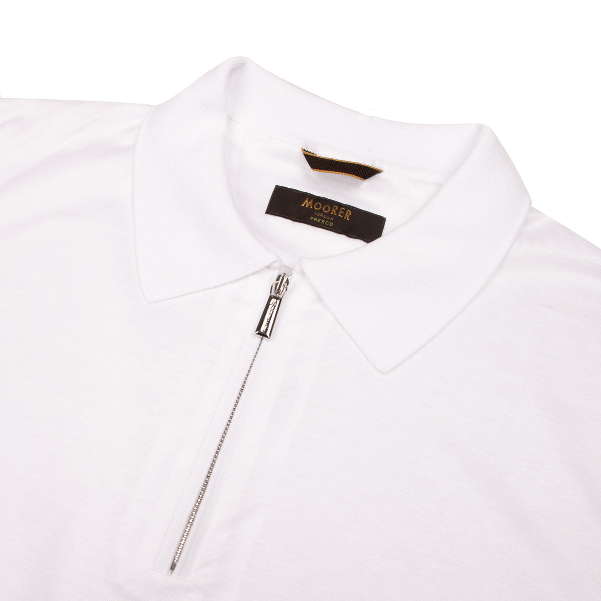 White 'Jericho' Zip Neck Polo S/S POLOS MooRER