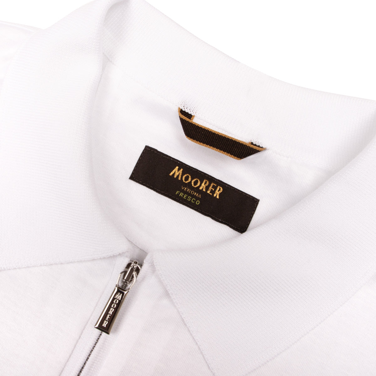 White 'Jericho' Zip Neck Polo S/S POLOS MooRER