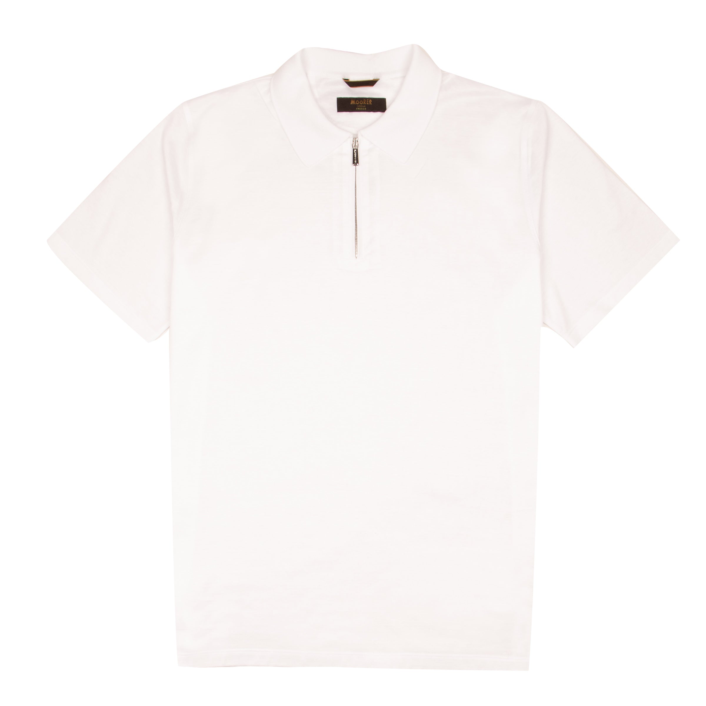 White 'Jericho' Zip Neck Polo S/S POLOS MooRER