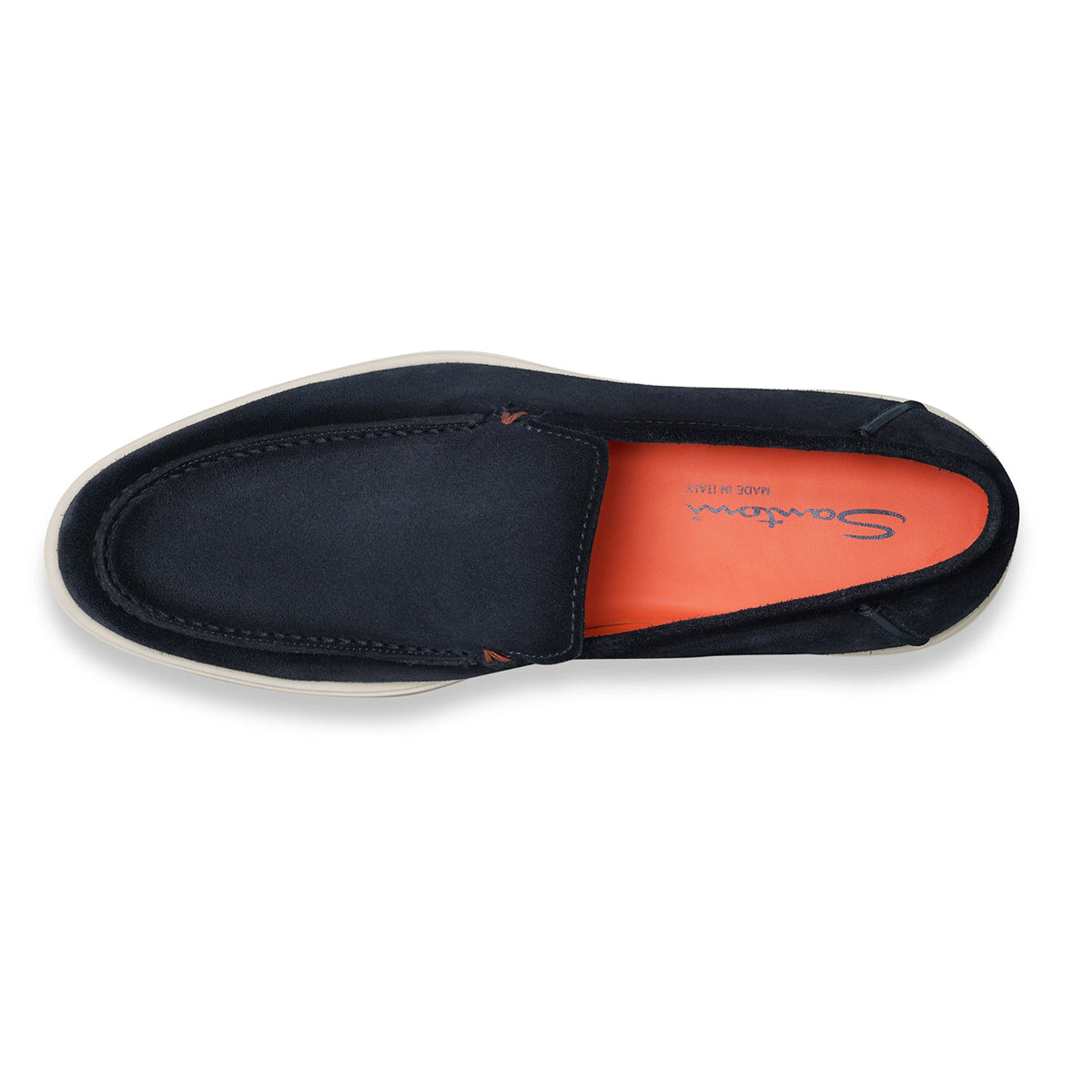 Navy Blue Suede Slip-On Loafers SHOES Santoni