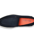 Navy Blue Suede Slip-On Loafers SHOES Santoni