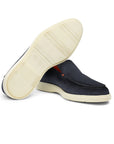 Navy Blue Suede Slip-On Loafers SHOES Santoni