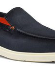 Navy Blue Suede Slip-On Loafers SHOES Santoni