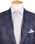 Navy Check Wool, Silk & Linen Jacket Robert Old